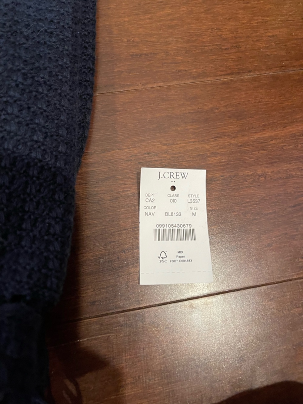 j crew factory mercantile navy blue fringe sweater medium - Picture 2 of 7
